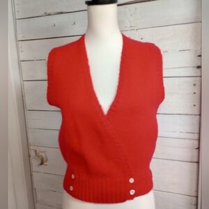 Vintage Women's Size S/M Pure Shetland Wool Faux Wrap Sleeveless Sweater Vest